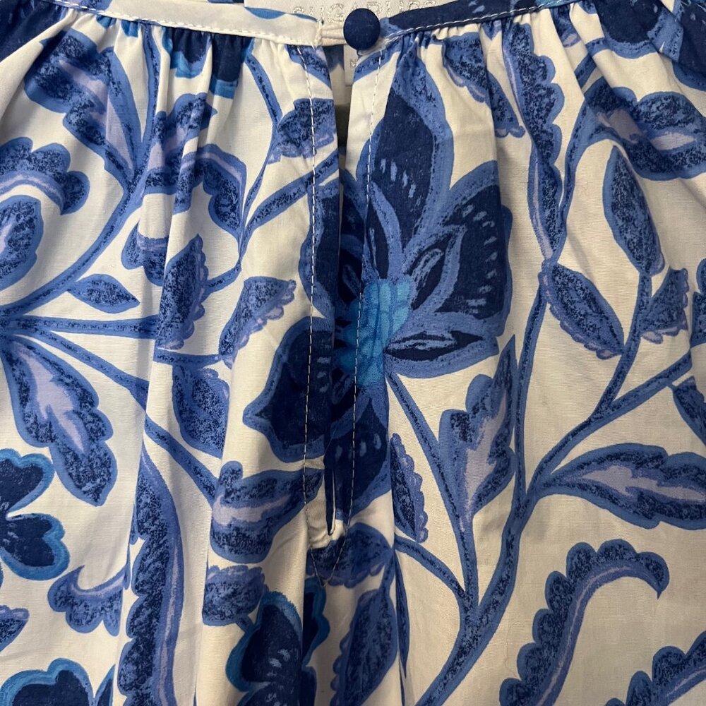NWT Women's Sugarlips Blue & White Floral Ruffle Sleeve Blouse - Large - Picture 2 of 5
